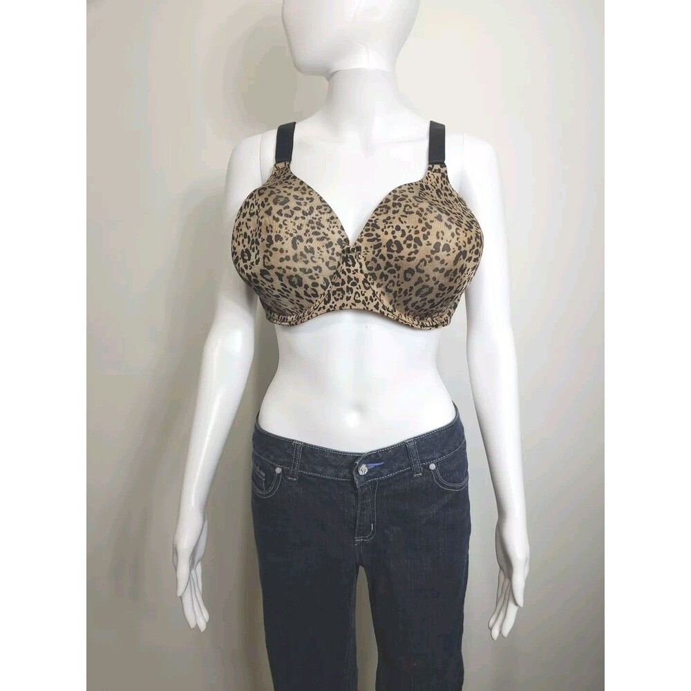 Vanity Fair Bra Womens Size 42 DD Full Figure Underwire Brown Black Animal Print
